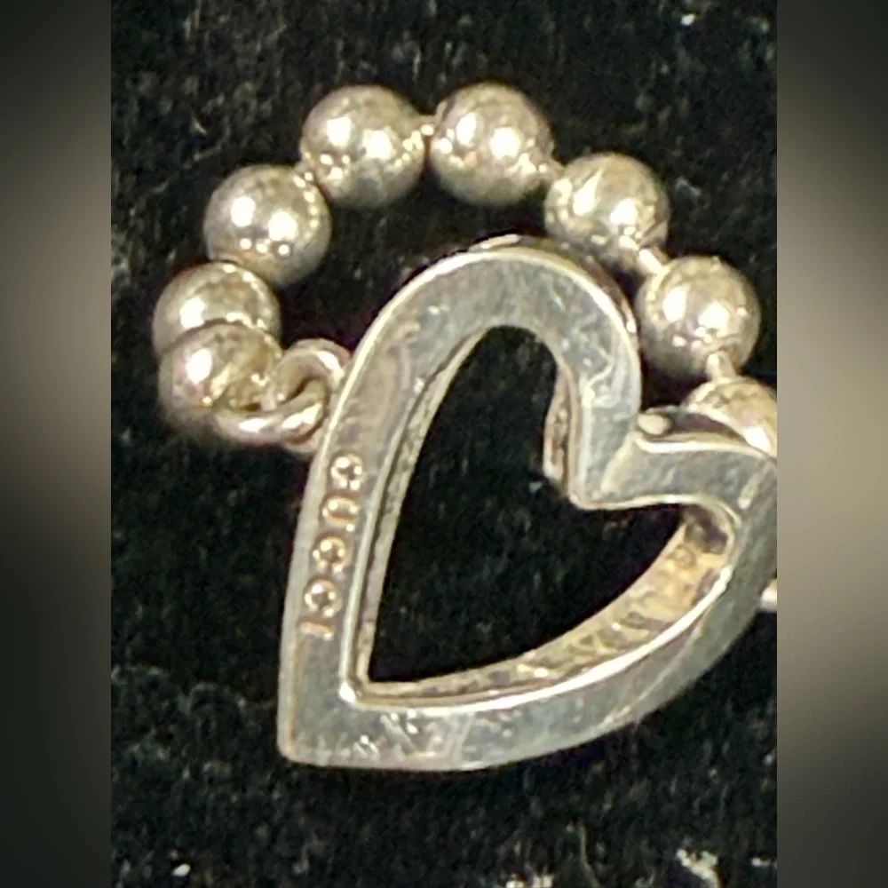 Gucci Silver 925 Heart Ring with Beaded Detail - Picture 8 of 9